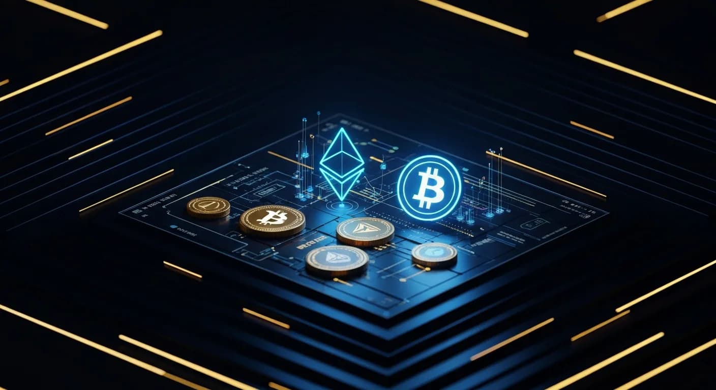 AI-generated editorial illustration for Bitcoin, ether benefit as traders seek safety of largest tokens