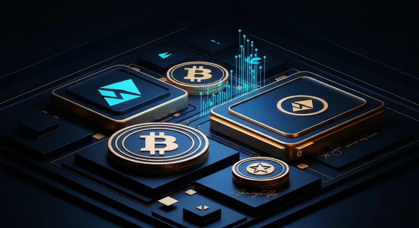 AI-generated editorial illustration for Dogecoin and BNB lead majors higher as bitcoin slips near $63,700