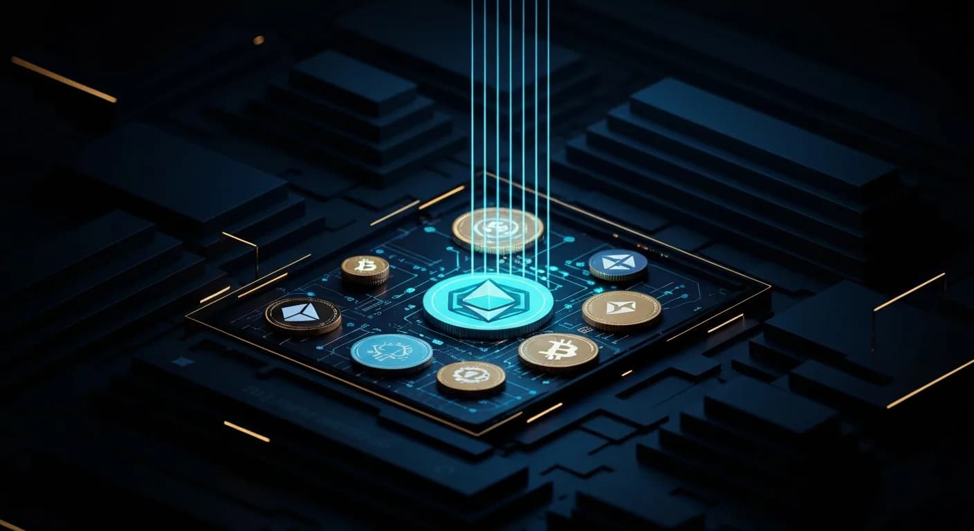 AI-generated editorial illustration for Grayscale quietly drops Cardano, Polkadot and Hedera ETF plans