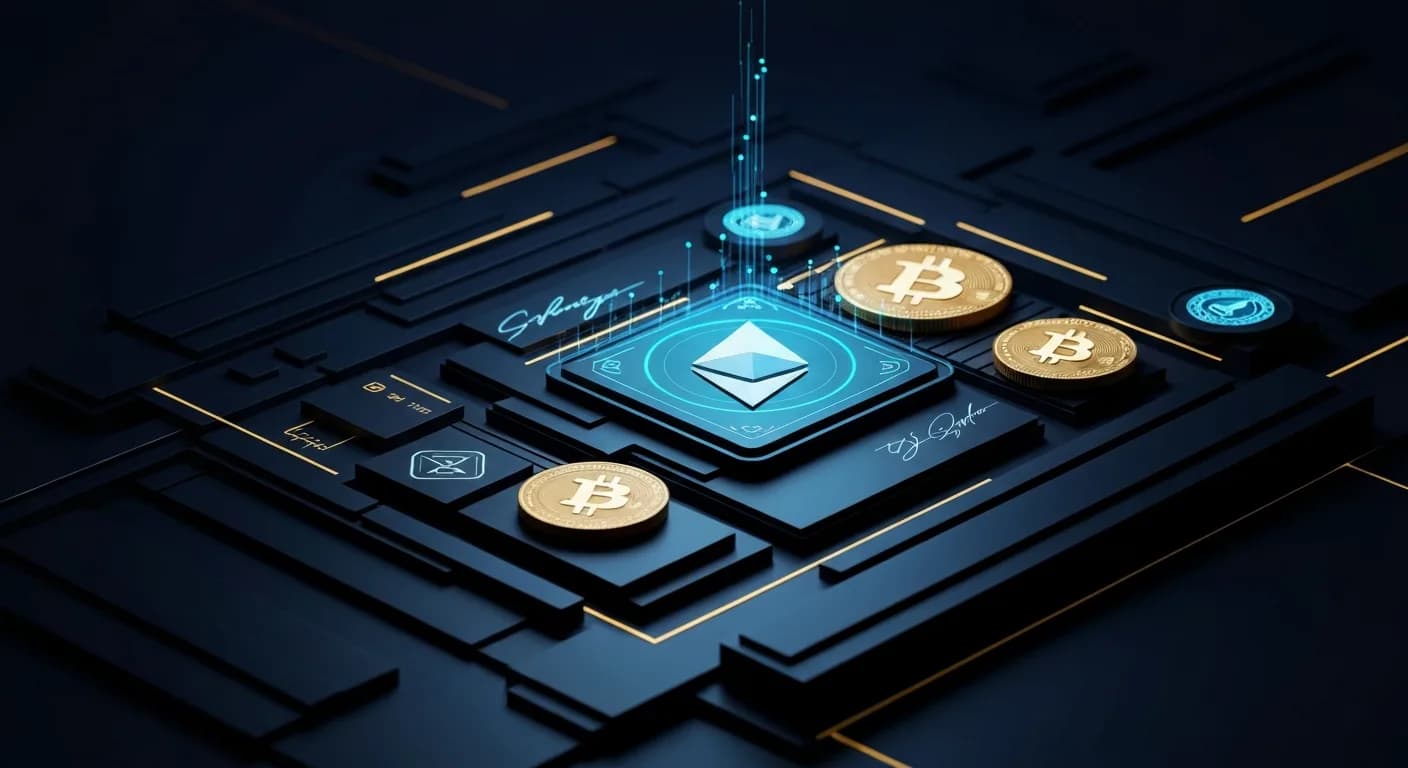 AI-generated editorial illustration for Live updates: Ether leads crypto higher. China's gold imports surge