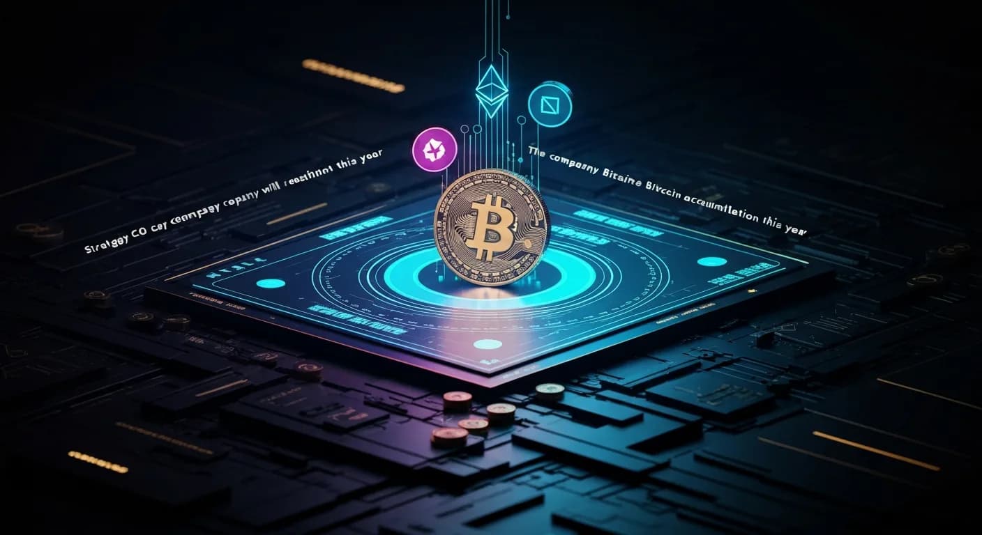 AI-generated editorial illustration for Strategy CEO says company will resume Bitcoin accumulation this year