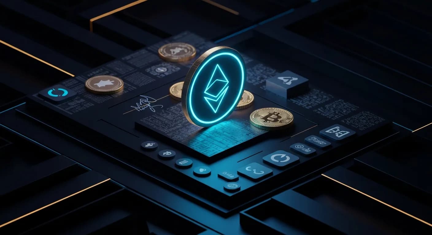 AI-generated editorial illustration for Ether, XRP ETF inflow streaks end as Bitcoin funds rebound