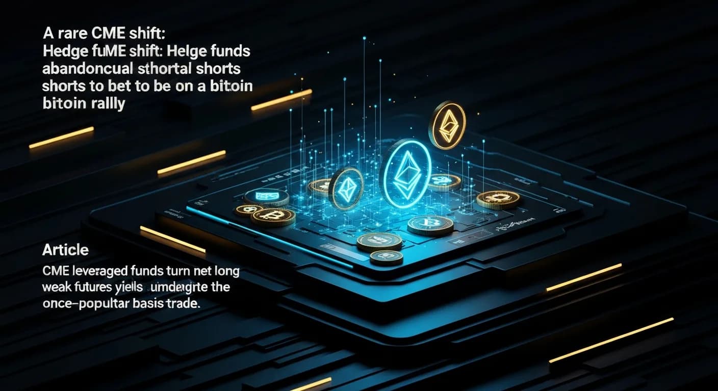 AI-generated editorial illustration for A rare CME shift: Hedge funds abandon structural shorts to bet on a bitcoin rally