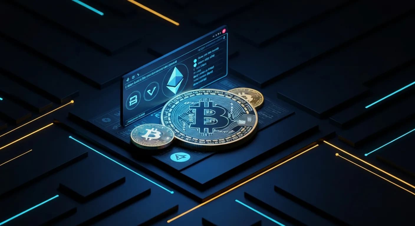 AI-generated editorial illustration for Bitcoin holds near $63,800 as war-driven selloff hits everything but crypto