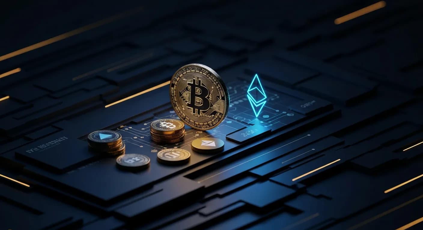 AI-generated editorial illustration for Crypto catches its breath as bitcoin settles into a holding pattern amid July rally
