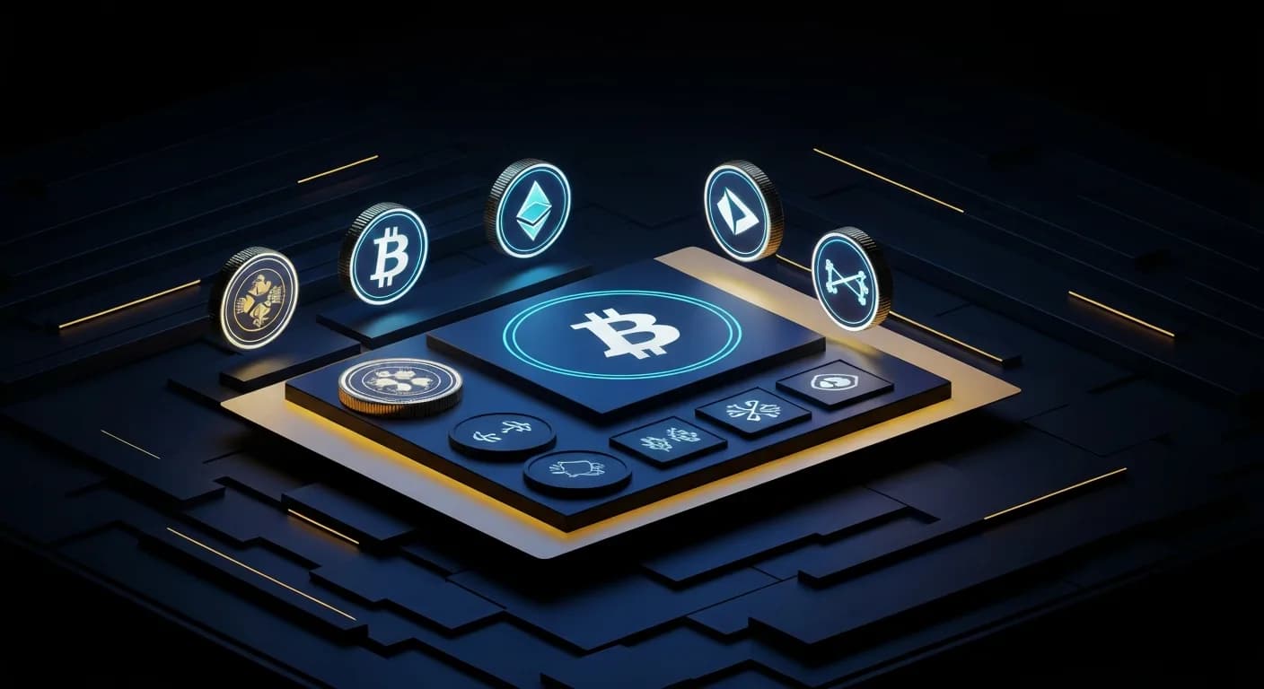 AI-generated editorial illustration for Crypto market slips even as equities advance. Pump surges on social-media chatter