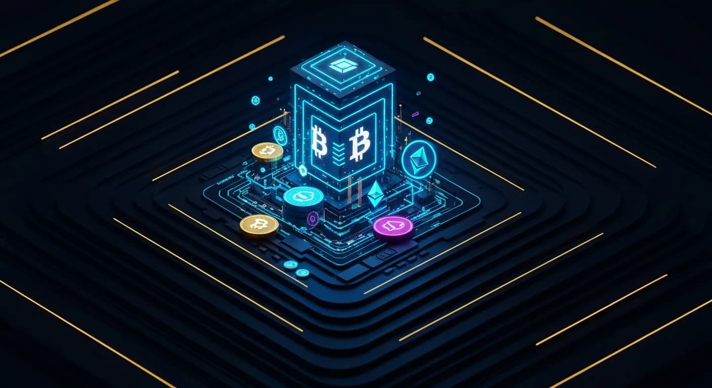 AI-generated editorial illustration for Dubai-based crypto exchange tied to $4 billion Iran sanctioned-evasion network