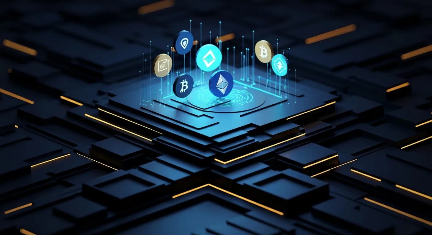 AI-generated editorial illustration for Ether falls twice as hard as bitcoin and HYPE drops 10% as the chip trade unwinds