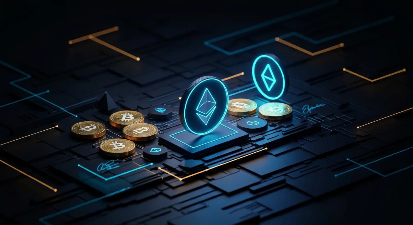 AI-generated editorial illustration for Live markets: Bitcoin trades above $65,000 as Alphabet's bigger AI bill props up the chip trade