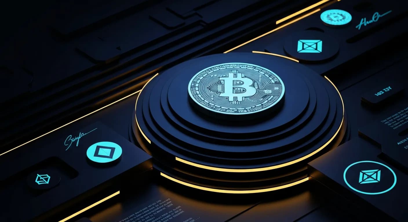 AI-generated editorial illustration for Live updates: Coinbase lets UK users trade U.S. equities. BTC trades near $65,000
