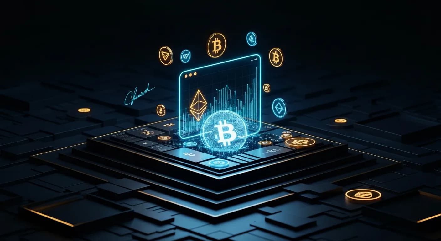 AI-generated editorial illustration for Live updates: Dogecoin and ether lead pullback as investors digest tech earnings