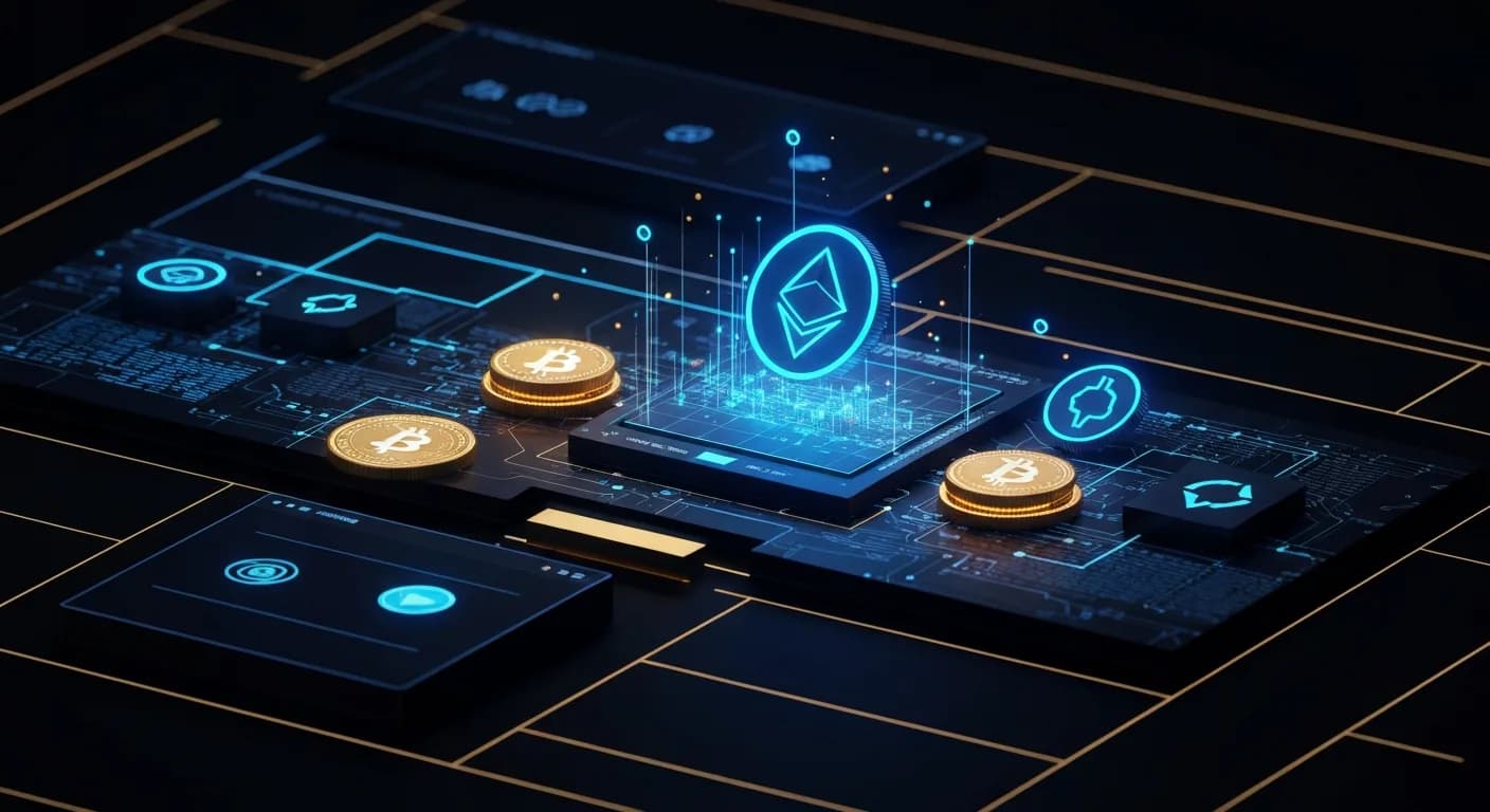 AI-generated editorial illustration for Ravencoin, a blockchain built from Bitcoin’s code, could roll back four days of transactions