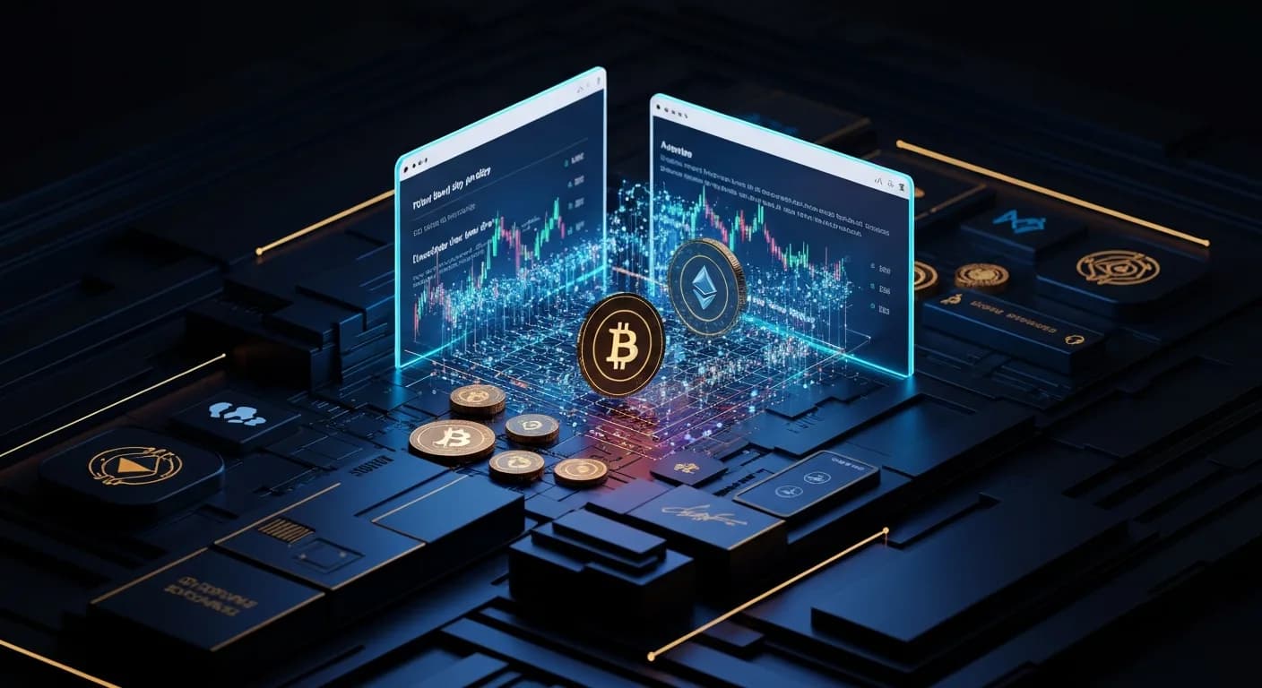 AI-generated editorial illustration for Robinhood Chain's real-world assets jump fivefold as tokenized stocks start trading in bigger size