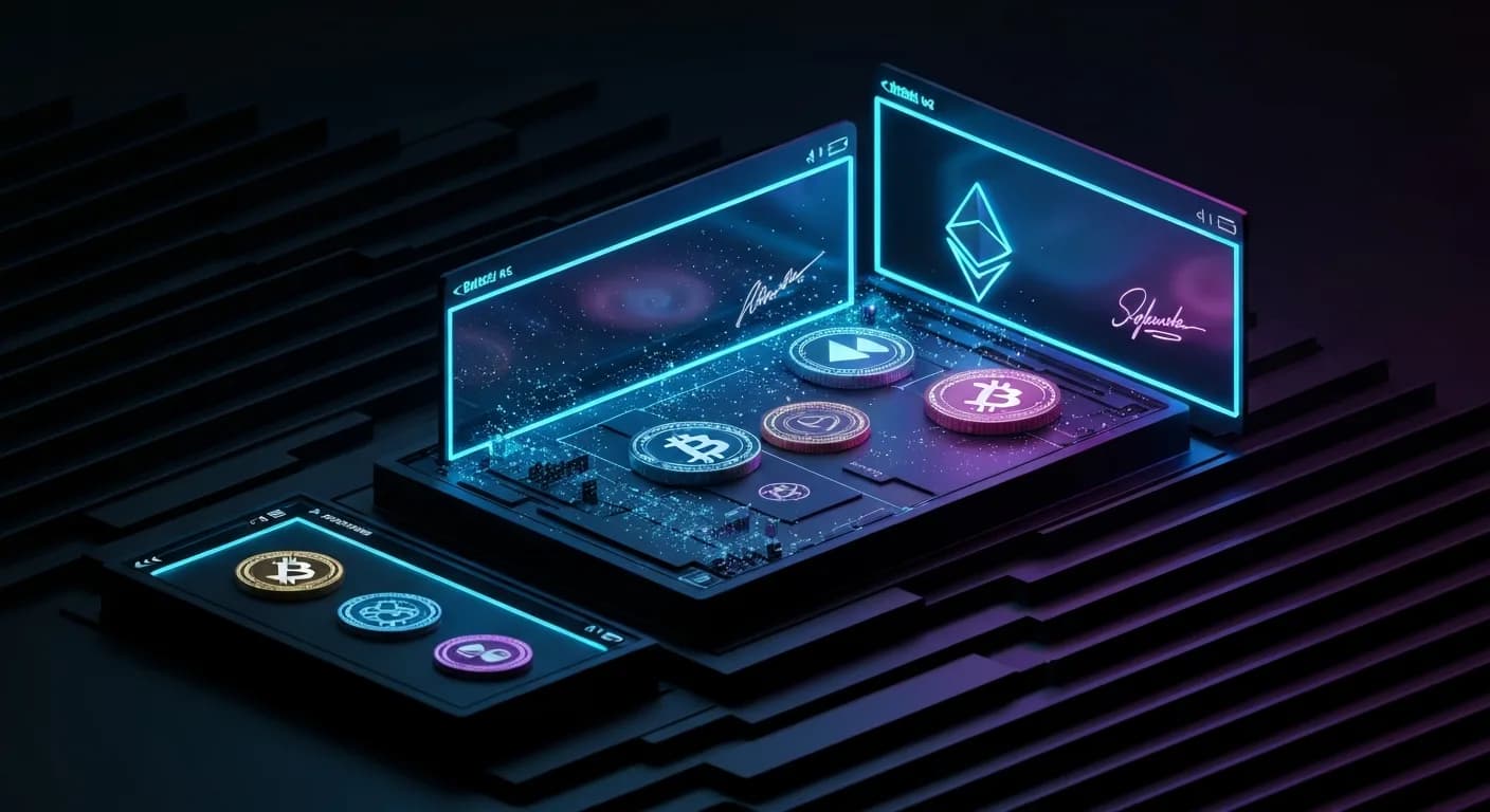 AI-generated editorial illustration for SEC settles Coinbase suit over ‘text messages that disappeared’