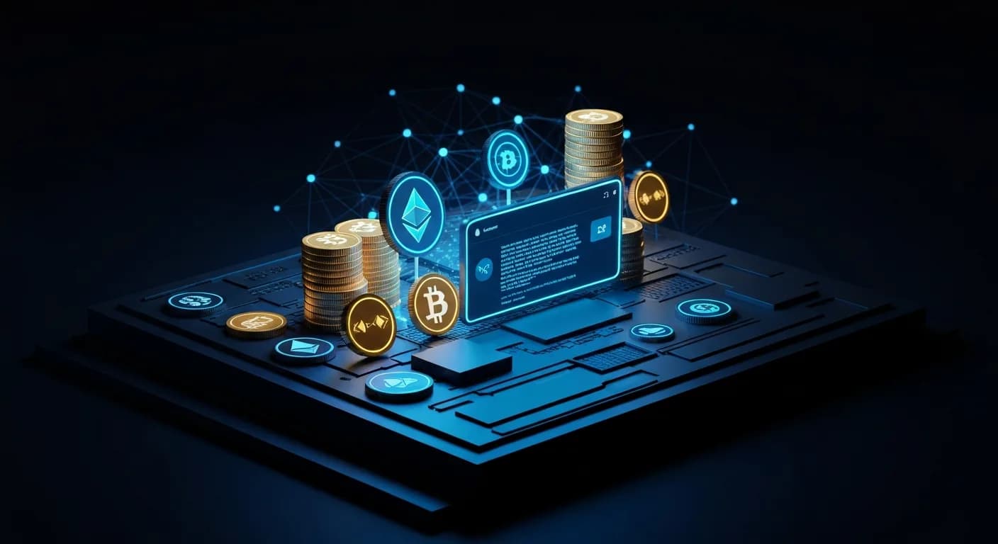 AI-generated editorial illustration for The GENIUS Act turns 1: State of Crypto
