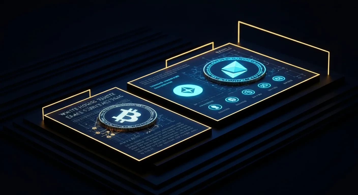 AI-generated editorial illustration for White House pushes Senate Democrats to take 'historic' crypto Clarity Act ethics deal